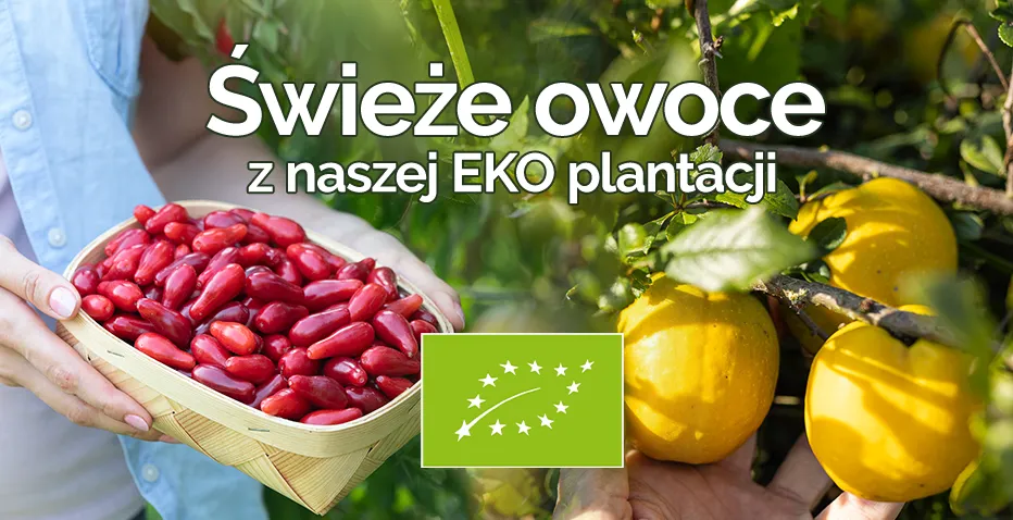 Świeżo zebrane owoce z Ekologicznej plantacji z certyfikatem